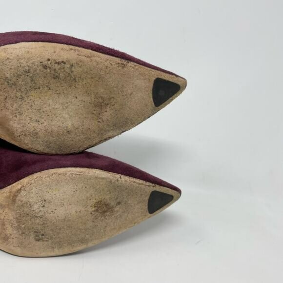 Vince Rafe Burgundy Wine Suede Leather Pointed Toe Classic Flare Heel Pumps 6 - Picture 10 of 14